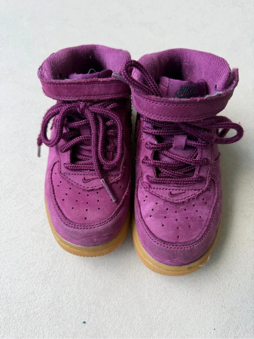 Nike Kids Purple High-Top Sneakers with Gum Sole